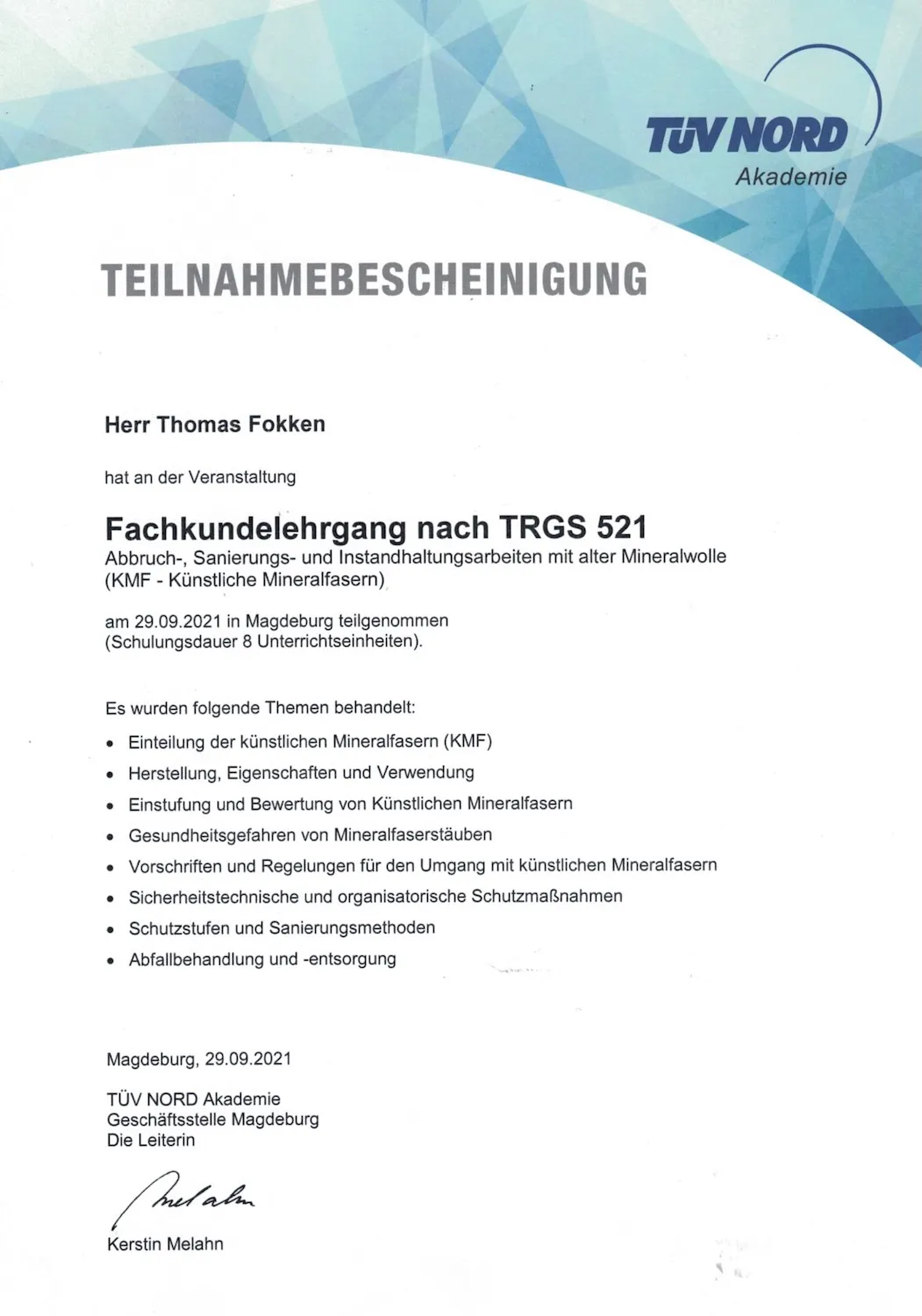TRGS 521 von Engelmann Services GmbH