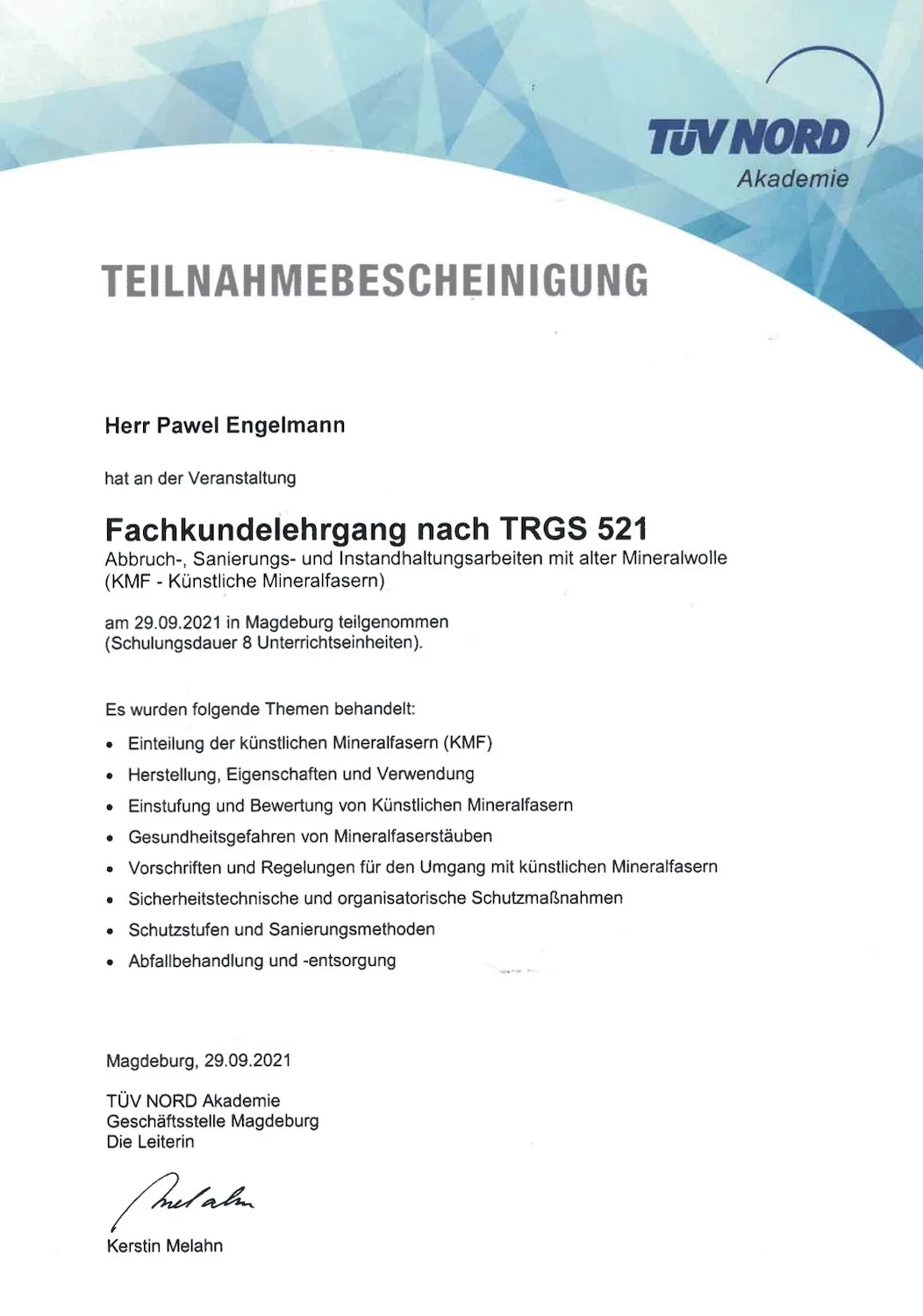 TRGS 521 von Engelmann Services GmbH