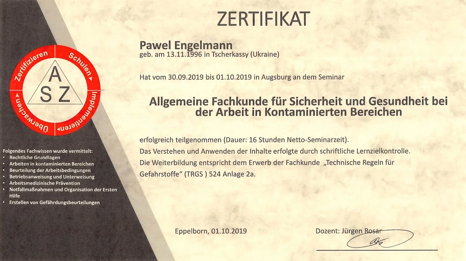 TRGS 524 2A von Engelmann Services GmbH