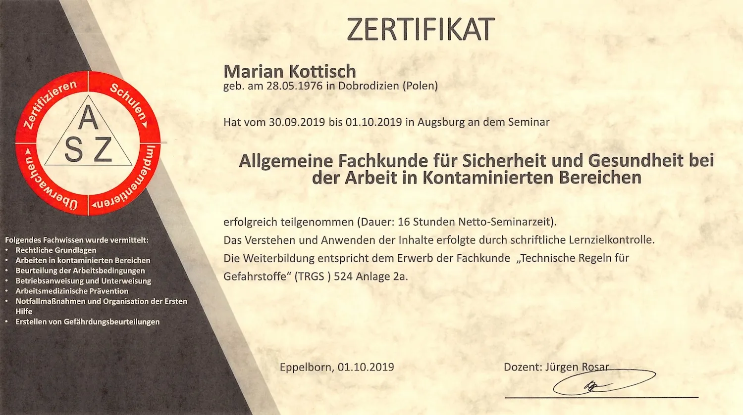 TRGS 524 2A von Engelmann Services GmbH