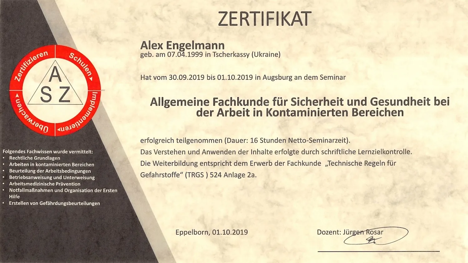 TRGS 524 2A von Engelmann Services GmbH